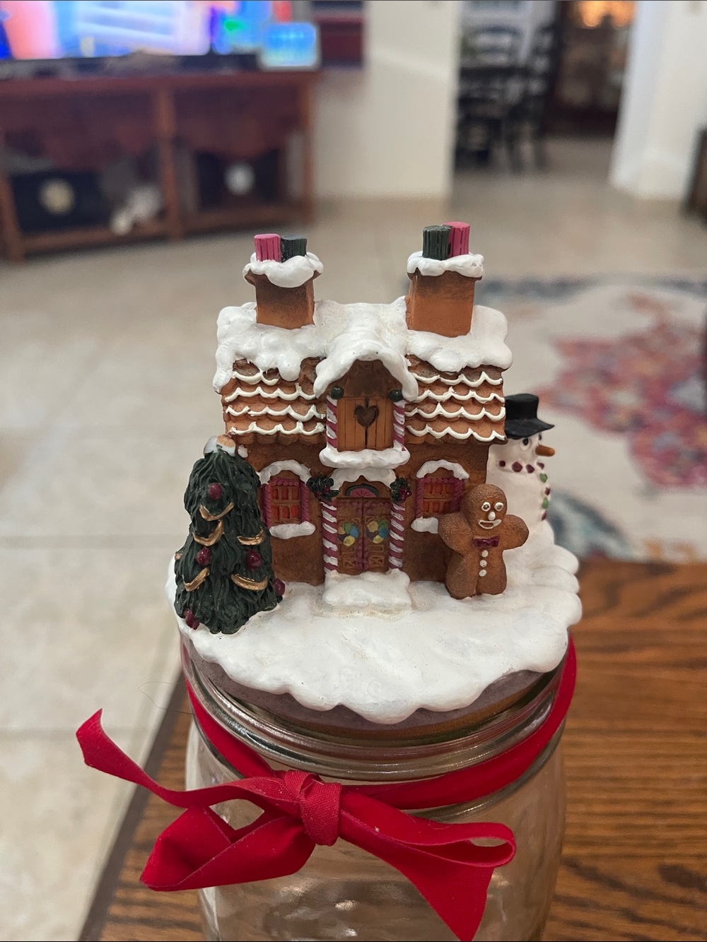 Holiday Yankee Candle Gingerbread House Jar Topper - Brown and White